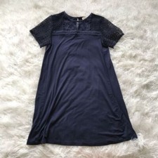 LOFT Navy Crochet Top Summer Shift Dress