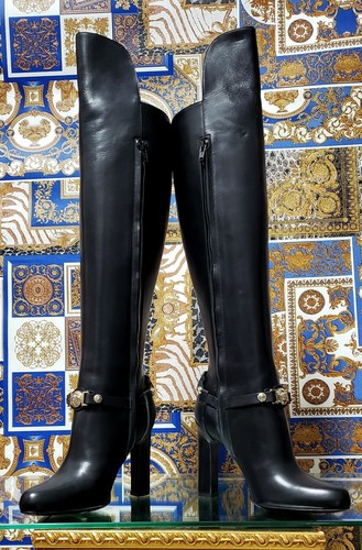 VERSACE OVER-THE-KNEE BLACK LEATHER 