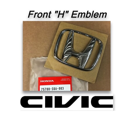 Front Center Grill H Emblem Set #75700-S6A-003 For Honda Civic