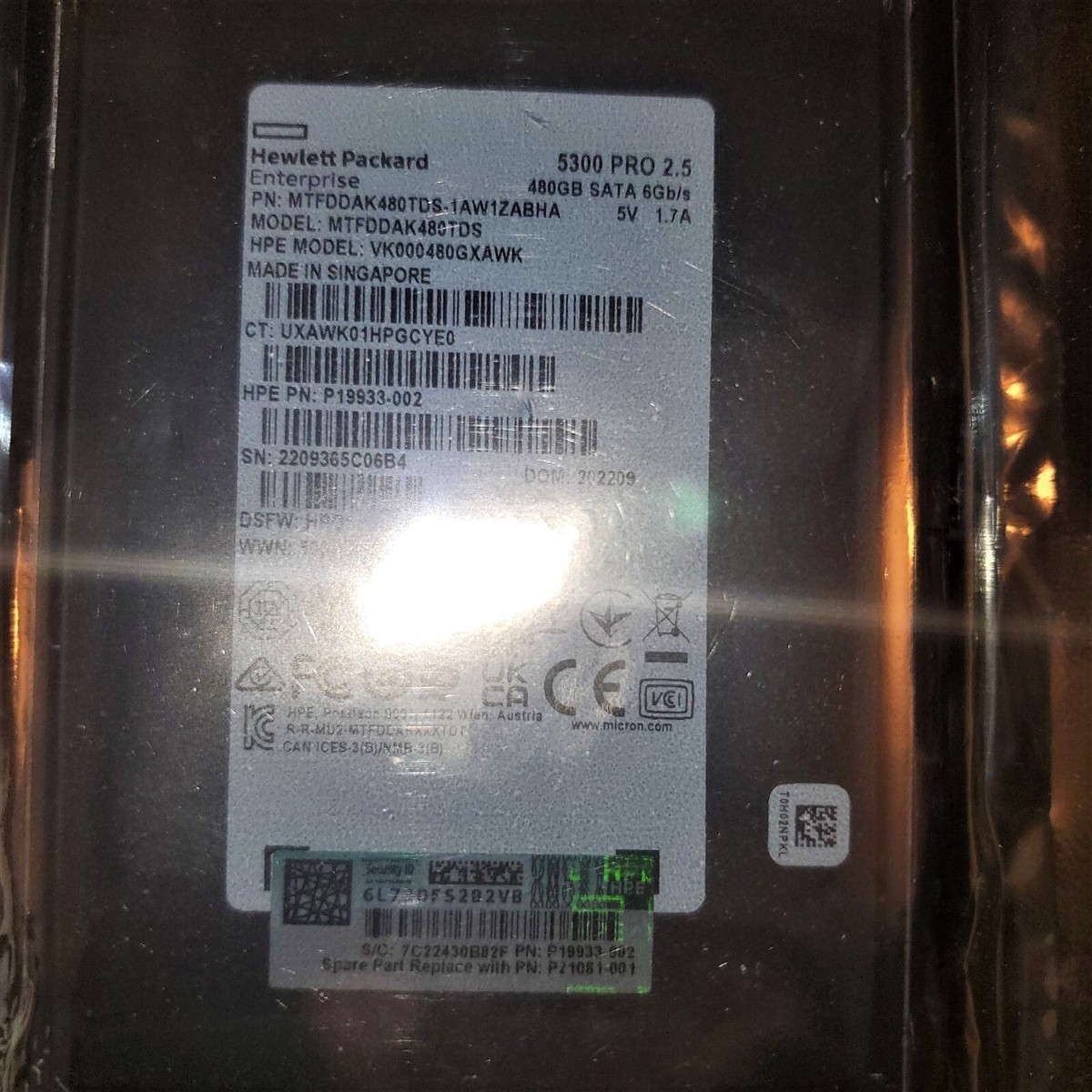 HP P19933-002 5300 Pro MTFDDAK480TDS 480GB 2.5