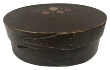 Early Pantry Box with Original Painted Surface and Flower Decoration