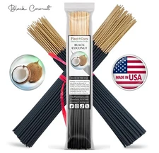 BLACK COCONUT Incense Sticks 11" Bulk Pack Wholesale Hand Dipped Lot