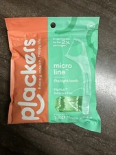 PLACKERS Twin-Line Dental Flossers Fresh Mint 150 Count Pack Resealable Bag (3)