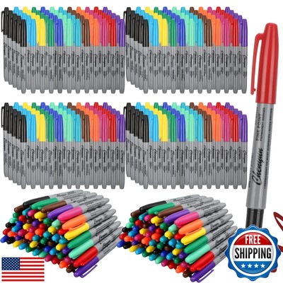 Teling 288 Pcs 12 Colors Permanent Markers Fine Colored Markers Assorted Colo