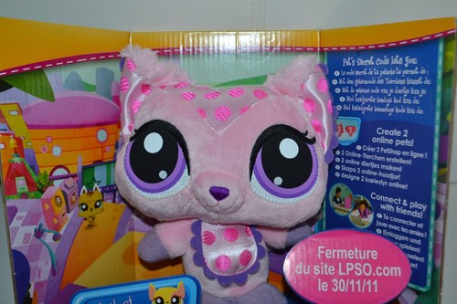 Peluche LITTLEST PETSHOP LPS - Chat Ou Chien Noir Et Rose - 26 Cm - Hasbro Occasion