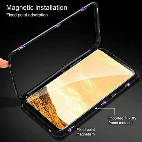 COVER MAGNETICA IN ALLUMINIO RETRO VETRO TEMPERATO CUSTODIA Per XIAOMI MI A3 A 3 - Imagen 4 de 5