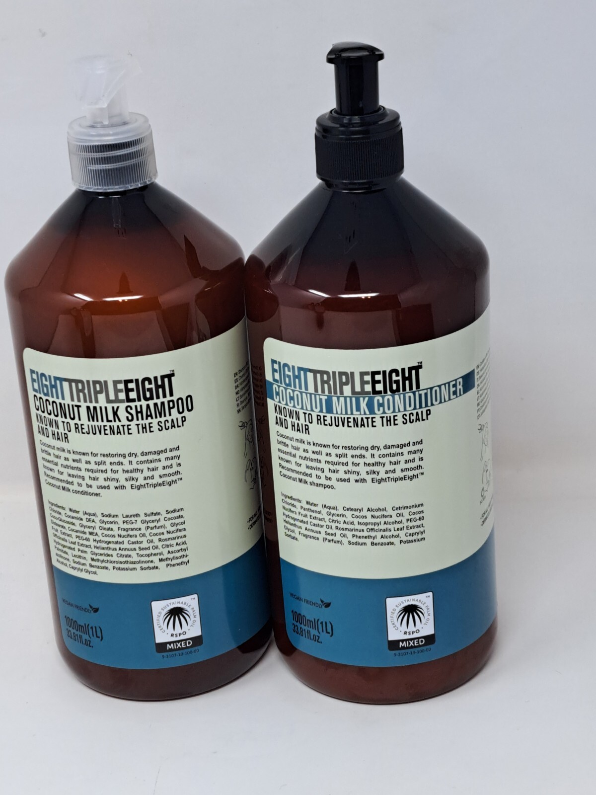 EightTripleEight Coconut Milk Shampoo & Conditioner 33.8 Fl oz Each eBay