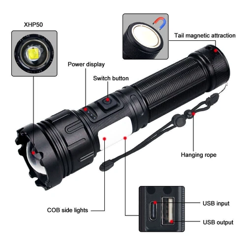 1000000 Lumen Taschenlampe COB LED USB 5000 Meter Taktisches Fackel Arbeitslicht - Bild 2 von 12
