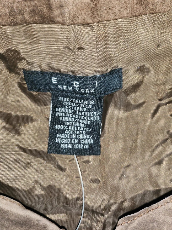 ECI New York 棕色麂皮绒流苏裙。 全新带标签 Western 复古 8 码 — 第 3/4 张图片