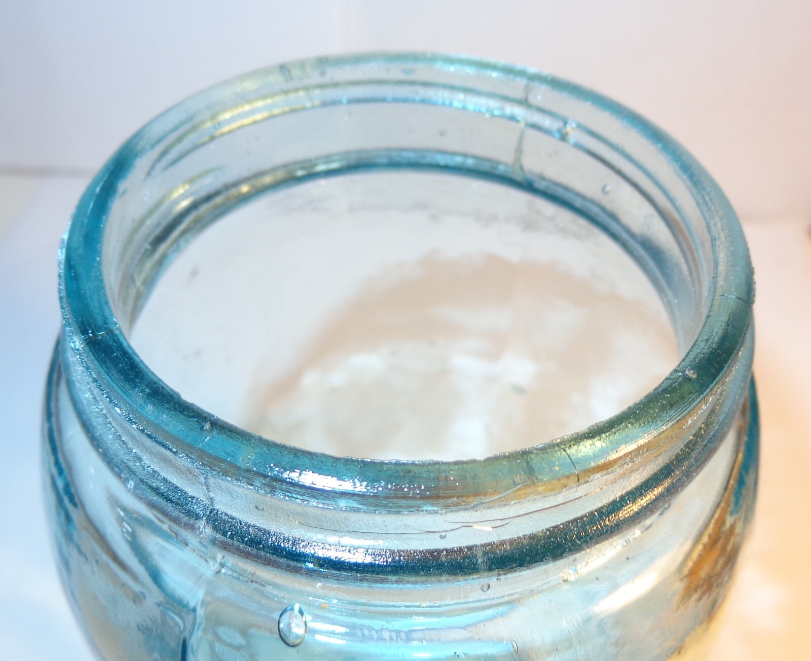 HTF OLD VINTAGE UNMARKED WAVY BLUE GLASS CANNING JAR BALL ZINC LID NO MAKER MARK