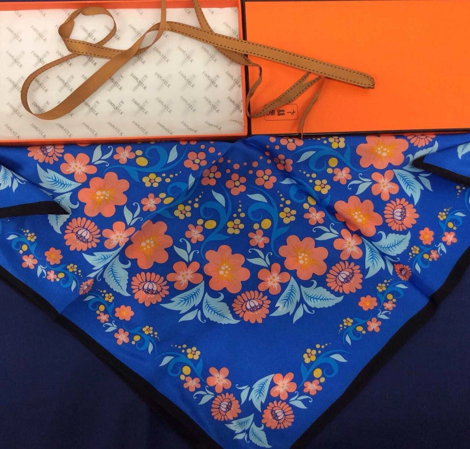 Bufanda cuadrada Hardy's textil 100 % seda 16 mm satinada estampada Foto 3 de 4