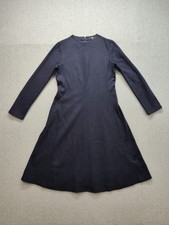 Uniqlo Women Sweater Dress L Black Long Sleeve A Line Crew Neck  Elegant Chic