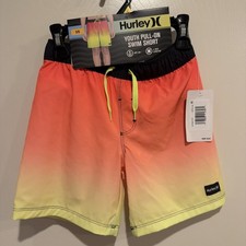 NWT Hurley Boys Swim Trunks Size 5/6 Sunset Ombre Pull On Shorts UPF 50 New