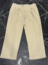 Chaps Men’s Beige Pleated Cuffed Dress Pants 38W Regular Fit Straight Leg
