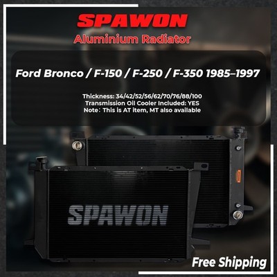 SPAWON Engine Cooling Radiator Fit Ford Bronco F-150 F-250 F-350 1985-1997 2 Row