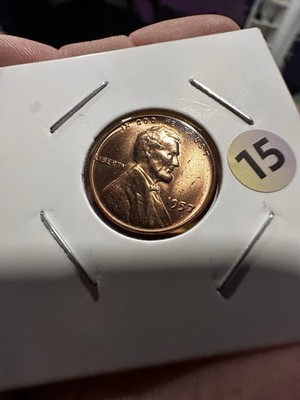 1957 Philadelphia Lincoln Wheat Cent/Penny, Uncirculated, Red W/ Die Errors #15