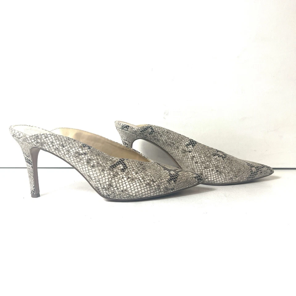 Tacones de aguja de cuero con estampado de piel de serpiente Vince Camuto para mujer talla 9,5 M punta puntiaguda Foto 3 de 4