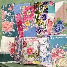 Lot of 10 Vintage Floral Print Handkerchiefs Hankies Multicolor