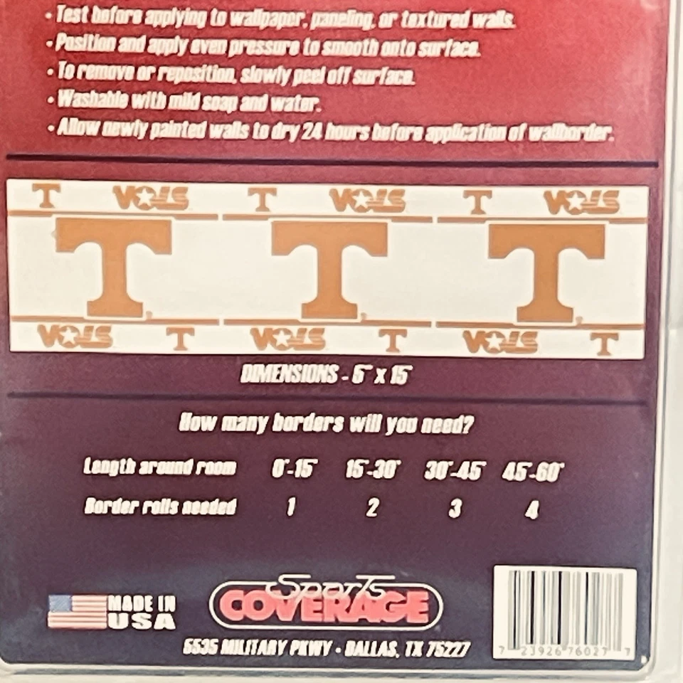 Borde de pared universitario pelar y pegar TN VOLS 5" x15' Foto 3 de 4