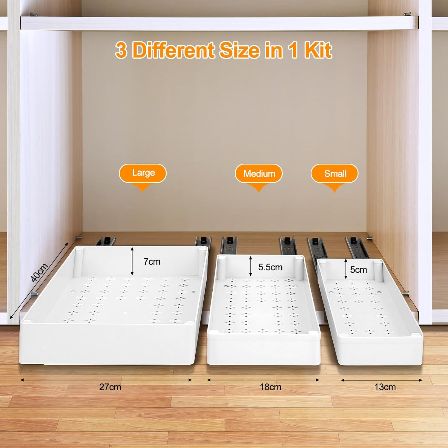 Organizzatore Cucina Estraibile 3 Cassetti ABS - Guida Scorrevole Soft - 2