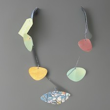 Statement Panel Necklace One Button Blue Resin & Wood Flat Bead 892 Boho