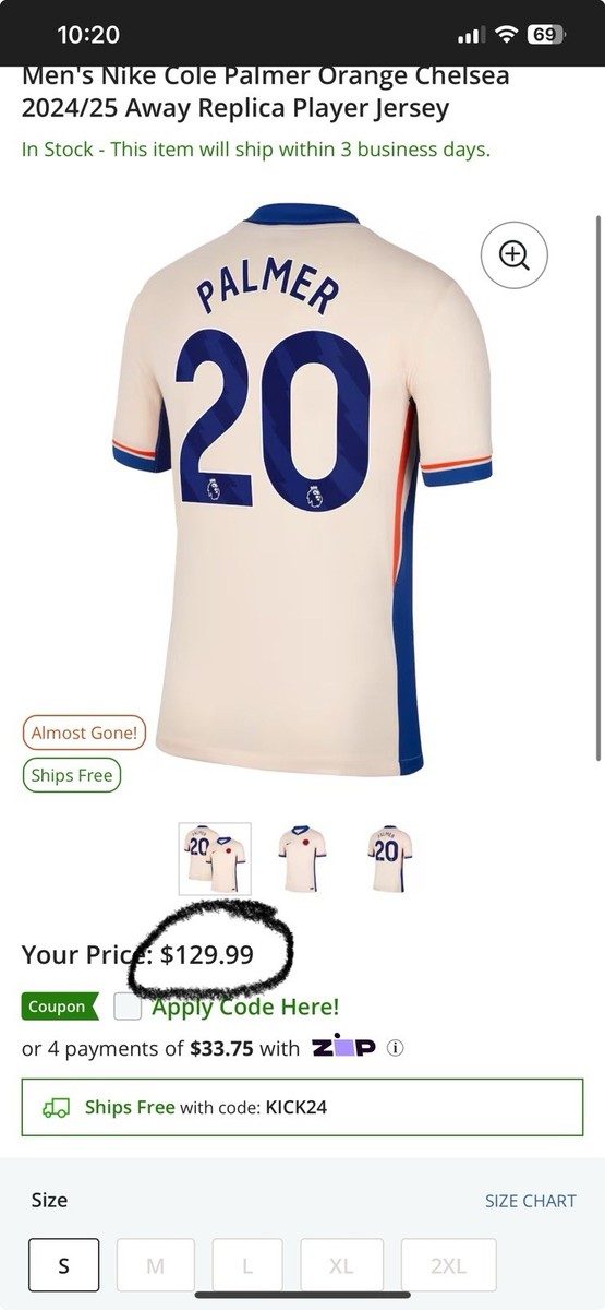 Cole Palmer Men's Replica Large Nike Chelsea Home Jersey 24