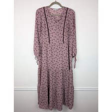 Madewell Maxi Dress Long Sleeve Branch Floral Velvet Tiered Boho Purple Size S