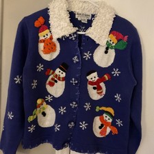 Vintage Christmas Cardigan Sweater Jack B Quick 14SW