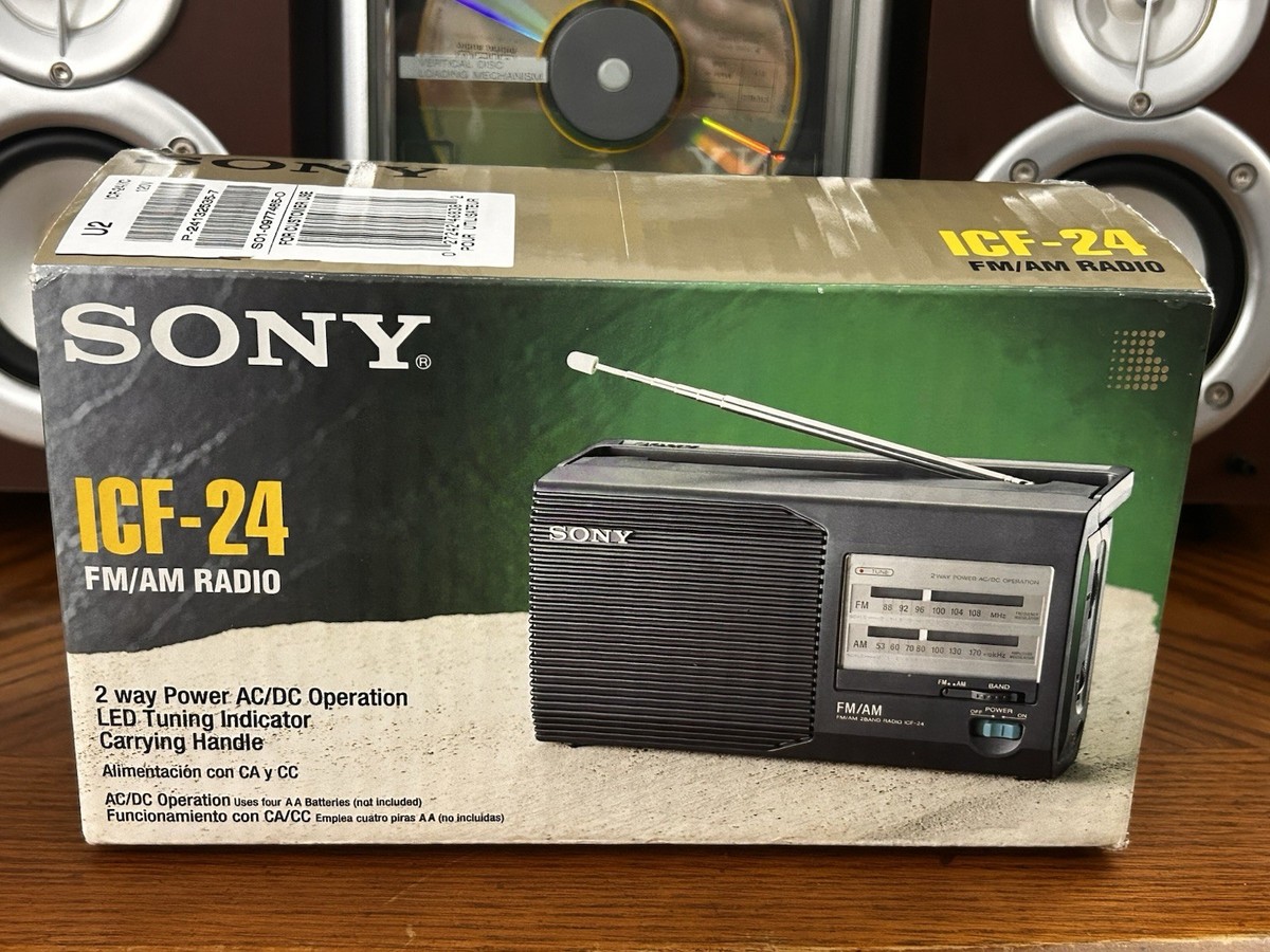 Vintage Sony Fm/am 2 Band Portable Radio Model Icf-24 Ac/dc