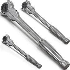 90T Swivel Head Ratchet Wrench Set, 3-Piece, Chrome Vanadium Steel, 270 Degre...