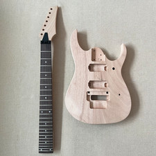 Unfinished DIY 7 String Electric Guitar Kit Mahogany Body Rosewood Fretboard