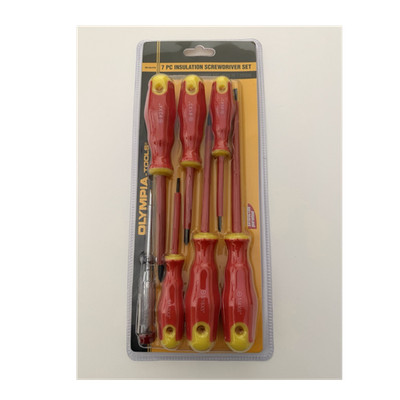 Olympia Tools 400-368-0796 7pc Insulated Screwdriver Set Mixed Drive Red/Yellow