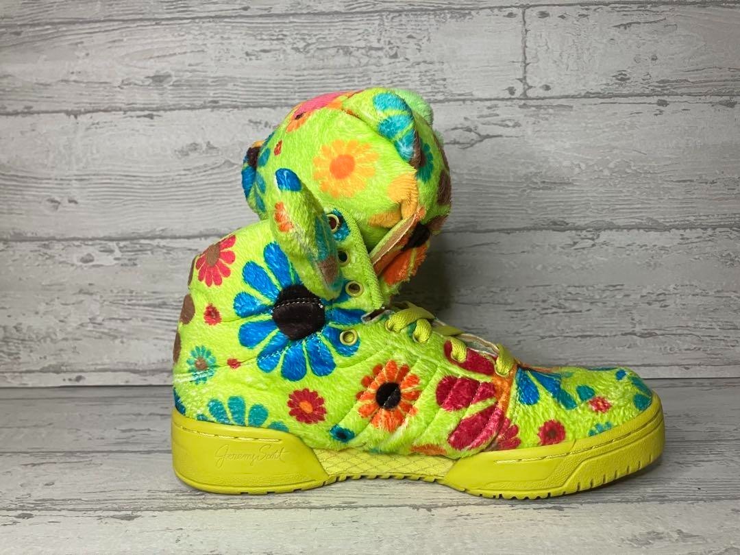 Size 5 Adidas Jeremy Scott Teddy Bear Mens Green Athletic Sneakers