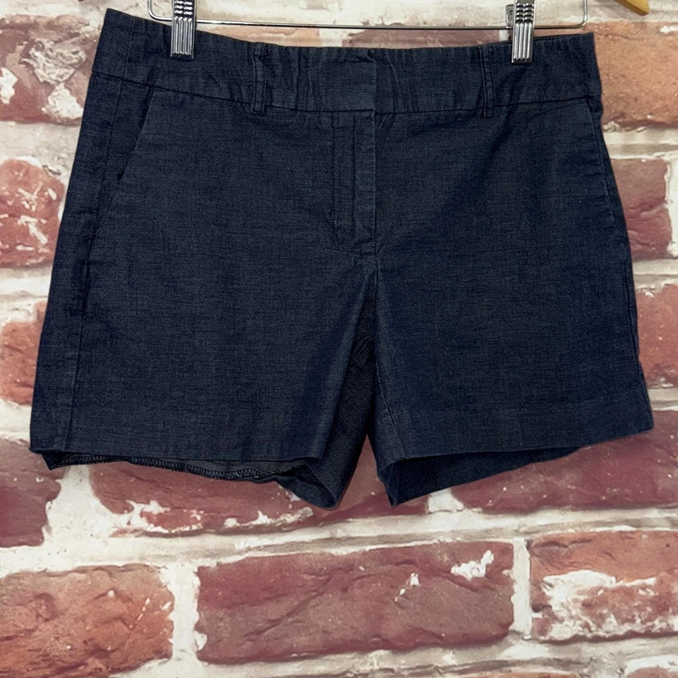 Ann Taylor Shorts Womens 2 Dark Blue Chambray Denim Pocketed Casual Zip Up - Image 2 of 4