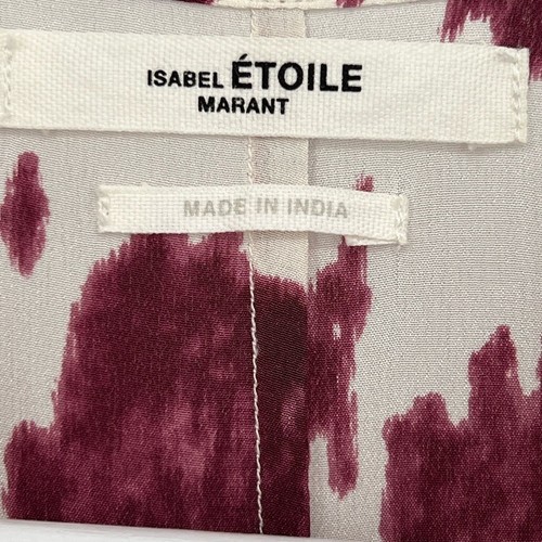 Abito Isabel Marant Etoile seta bianco sporco bordeaux corto con volant L/S taglia 44 - Foto 2 di 14