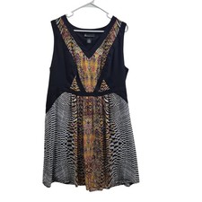 Lane Bryant Size 20 Black Gold Midi Shear With Lining Dress 3525-1078