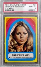1977 Charlies Angels Sticker #27 “Charlie’s New Angel” PSA 8