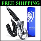 Professional Quality Pizza Cutter with Ergonomic Grip & Thumb Guard Protection