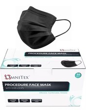 50 Omnitex Mask 3ply Type 2R IIR Premium Disposable Medical Mask Black UK Brand
