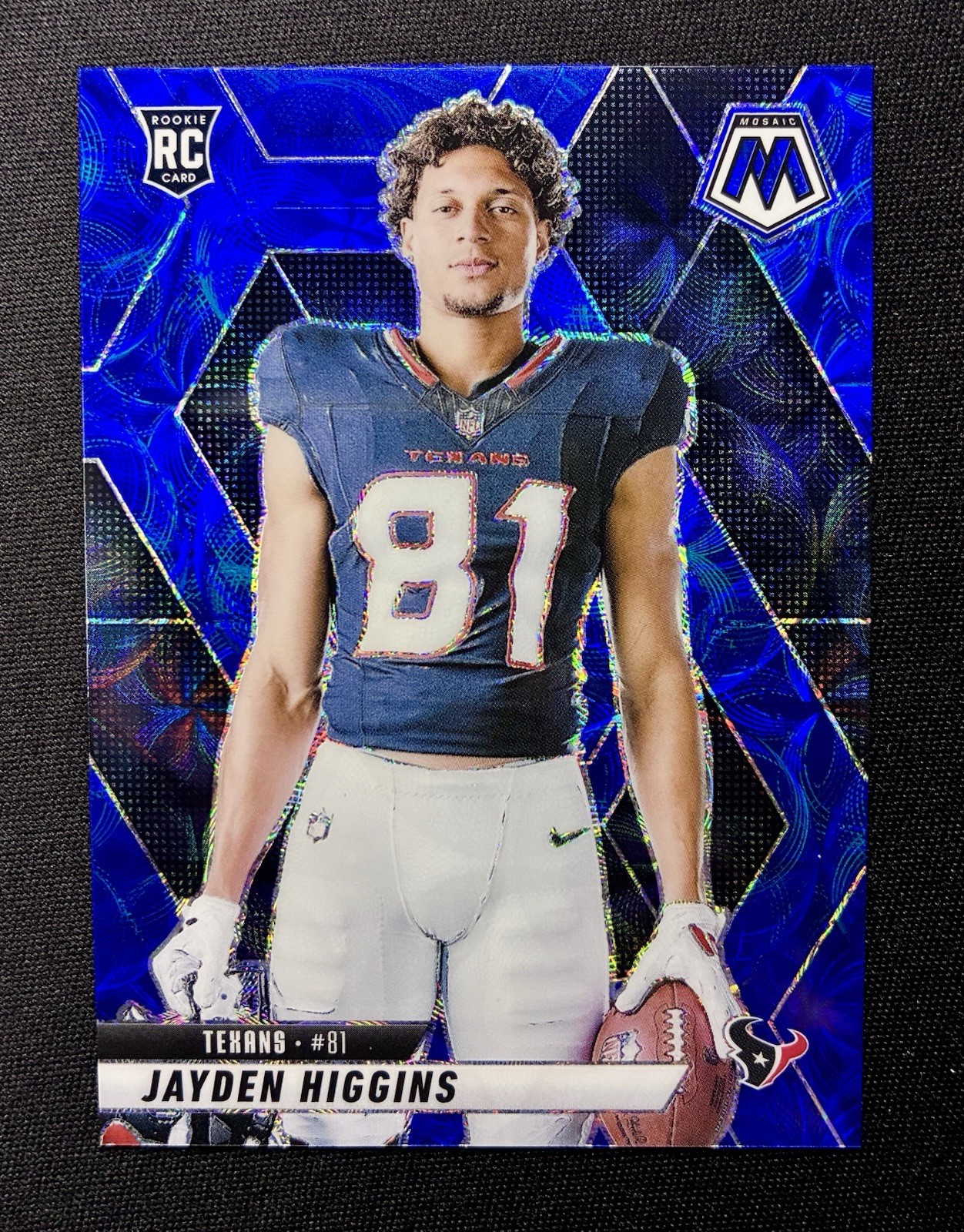 2025 Panini Mosaic Blue Scope Variation Jayden Higgins RC #286 Houston Texans