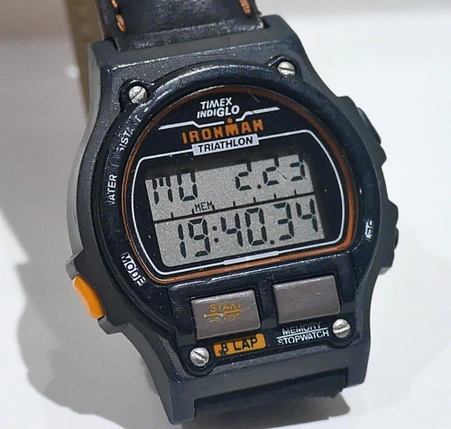 TIMEX VTG 1994 Ironman Triathlon Indiglo 8-Lap Digital Alarm 38mm Watch