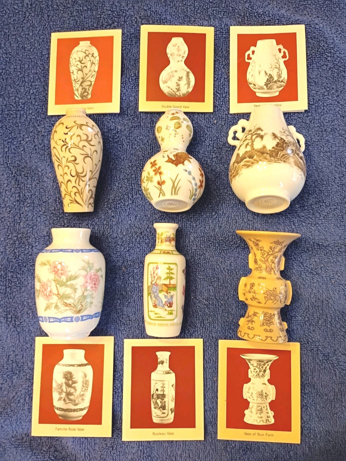 Vintage Franklin Mint Treasures of the Imperial Dynasties 6 Miniature Vases 1980