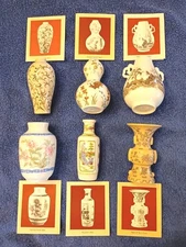 Vintage Franklin Mint Treasures of the Imperial Dynasties 6 Miniature Vases 1980