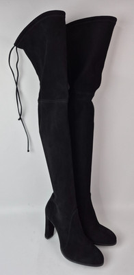 Stuart Weitzman Women's Black Highland Heel Suede Over The Knee Boots Size 7 B
