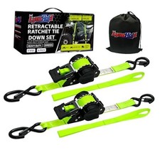 Retractable Ratchet Straps 2-Pack - Heavy Duty Auto Slow Retraction Tie Down