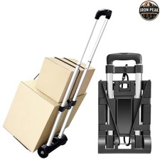 Folding Hand Truck Dolly 2 Rounds Aluminum 90 lb Capacity Travel Cart