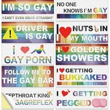 10 Pcs Bumper Decals Funny LGBT Stickers Rainbow Bumper Prank Car Stickers Color