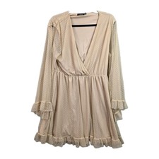 Boohoo Tan Dress Longsleeves  Size 16 Womens Fairy Wimsycore 