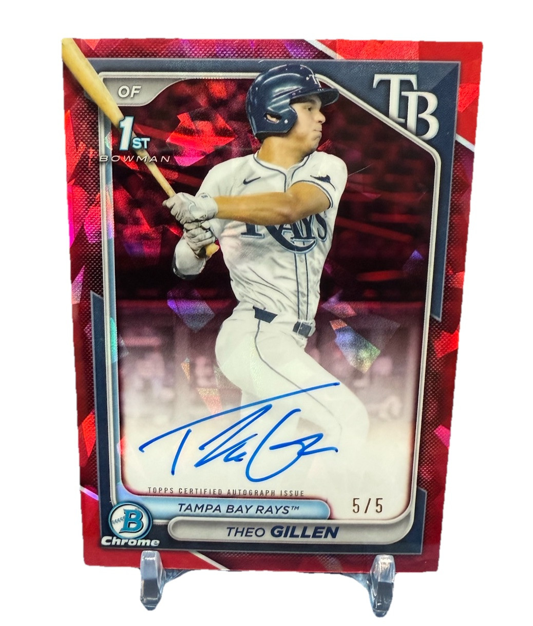 Theo Gillen 2024 BOWMAN DRAFT RED SAPPHIRE AUTO 5/5 CPA-TG & Refractor Auto /499