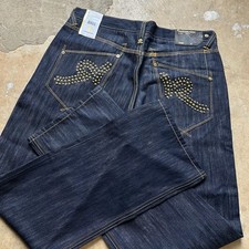 New Y2K Rocawear R Stud Jean Gold Studded Baggy Straight Leg Jeans Men s 36x34